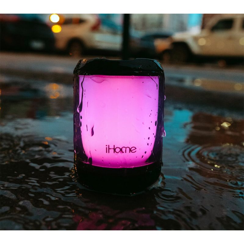 iHome PlayGlow Mini Waterproof Bluetooth Speaker with Color Changing Lights - 8